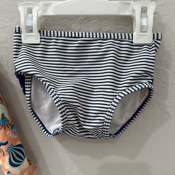 Rufflebutts Orange & Blue Floral Rash Guard Swimsuit - Picture 5 of 9